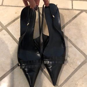 Gucci ruffled sling back heels